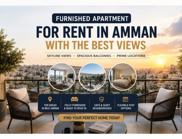 Furnished Apartment for Rent in Amman With Balcony and Skyline Views