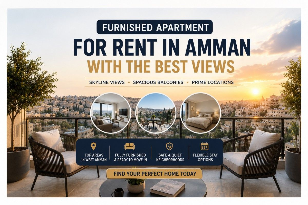 Furnished Apartment for Rent in Amman With Balcony and Skyline Views